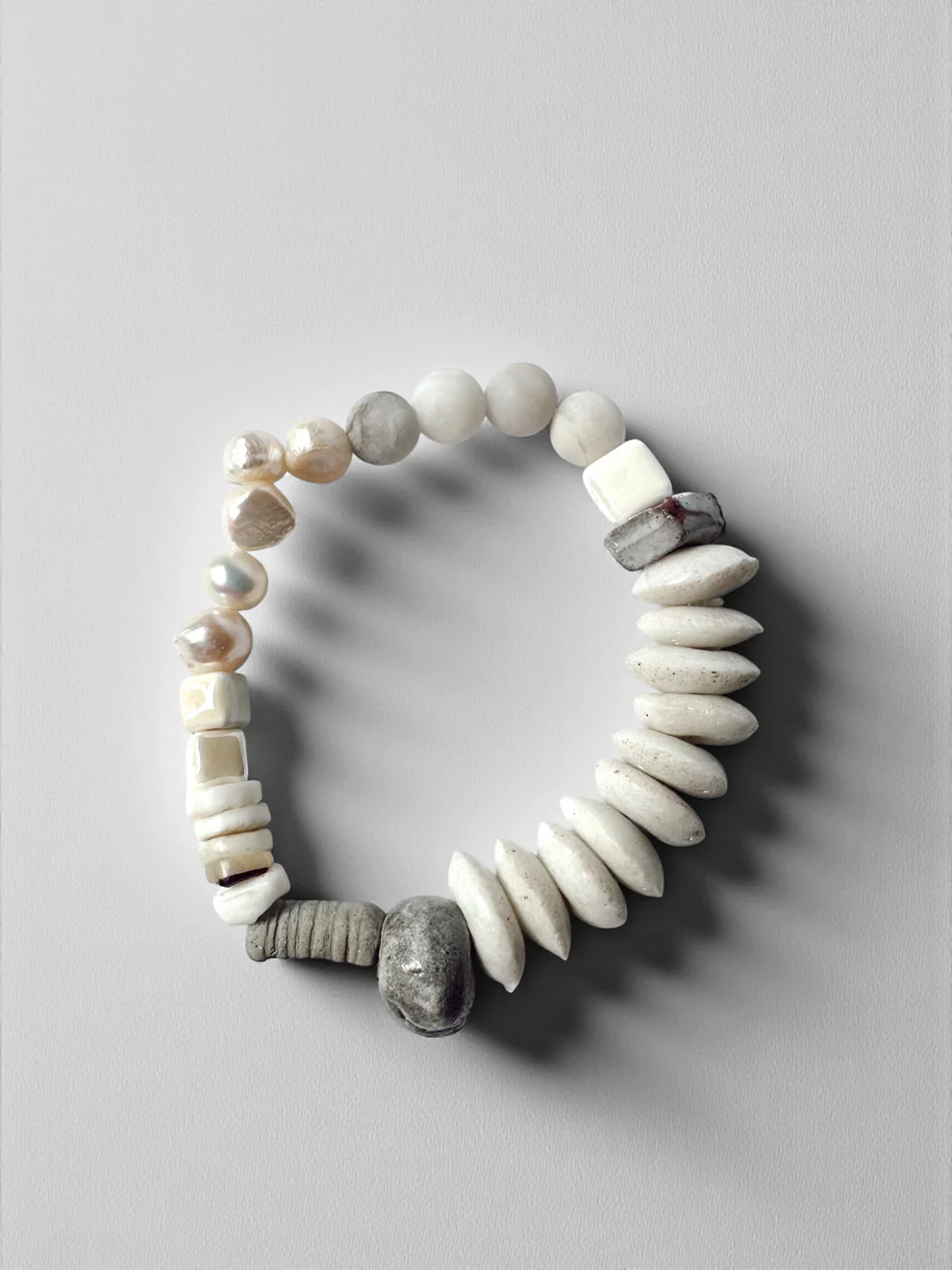 Taila Danae stacked stone and pearl bracelet