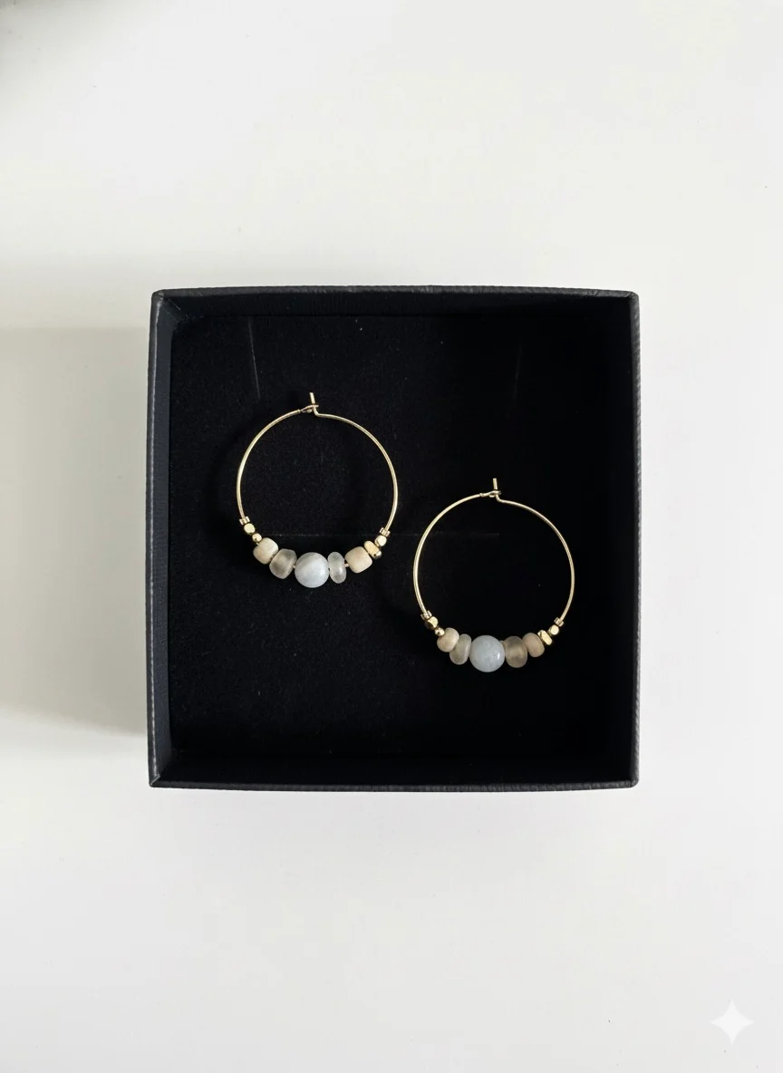 Taila Danae gold hoop earrings with stone beads